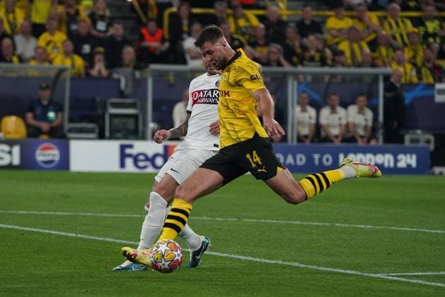 Fussball, UEFA Champions League Saison 2023 2024, Semifinal, Halbfinale , Borussia Dortmund - Paris Saint Germain, Signal Iduna Park Dortmund Niclas Füllkrug BVB, Aktion, Einzelbild erzielte das 1:0