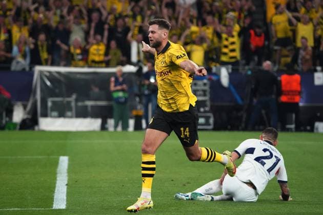 Fussball, UEFA Champions League Saison 2023 2024, Semifinal, Halbfinale , Borussia Dortmund - Paris Saint Germain, Signal Iduna Park Dortmund Niclas Füllkrug BVB, Aktion, Einzelbild, torjubelt