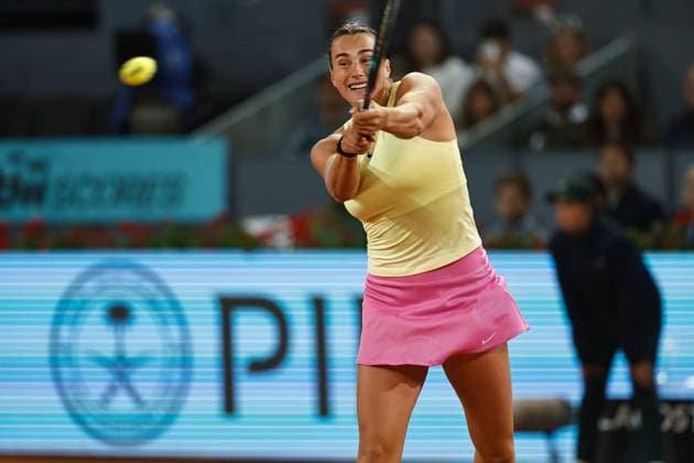 Aryna Sabalenka (BLR), MAY 1, 2024 - Tennis : Aryna Sabalenka during singles Quarter finals match against Mirra Andreeva on the WTA, Tennis Damen 1000 tournaments Mutua Madrid Open tennis tournament at the Caja Magica in Madrid, Spain. Noxthirdxpartyxsales  (251856430)