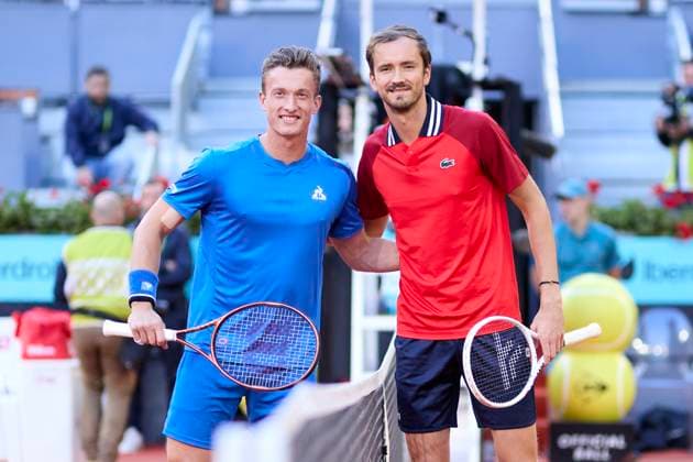 Mutua Madrid Open - Day Eleven Jiri Lehecka of Czechia and Daniil Medvedev looks on during day eleven of the Mutua Madrid Open 2024 at Caja Magica on May 2, 2024, in Madrid, Spain. Madrid Caja Magica Madrid Spain RL_MMO24_01860 Copyright: xRicardoxLarreinax