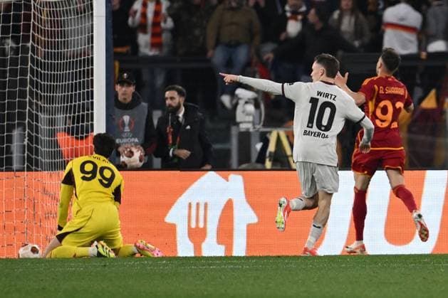 Florian Wirtz of Bayer Leverkusen celebrates after scoring the gol of 0-1 during the UEFA Europa League semi-final first Leg match, between A.S. Roma vs Bayer Leverkusen at the Olympic Stadium on 2 May, 2024 in Rome, Italy.  Copyright: xDomenicoxCippitelli IPAxSportx x xx IPA_45676154 IPA_Agency_IPA45676154