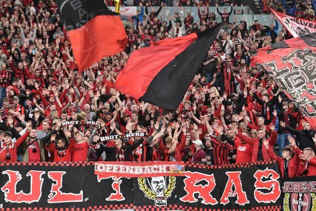 Bayer Leverkusen supporters during the Europa League football match between AS Roma and Bayer Leverkusen at Olimpico stadium in Rome (Italy), May 2nd, 2024. AntoniettaxBaldassarre