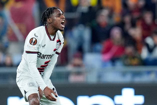 AS Roma v Bayer 04 Leverkusen - Semi-Final First Leg - UEFA Europa League 2023 24 Jeremie Frimpong of Bayer 04 Leverkusen looks dejected during the UEFA Europa League 2023 24 Semi-Final first leg match between AS Roma and Bayer 04 Leverkusen at Stadio Olimpico on May 2, 2024 in Rome, Italy. Rome Stadio Olimpico Rome Italy Copyright: xGiuseppexMaffiax UEL_Roma-BayerLeverkusen_020524_DSC0924