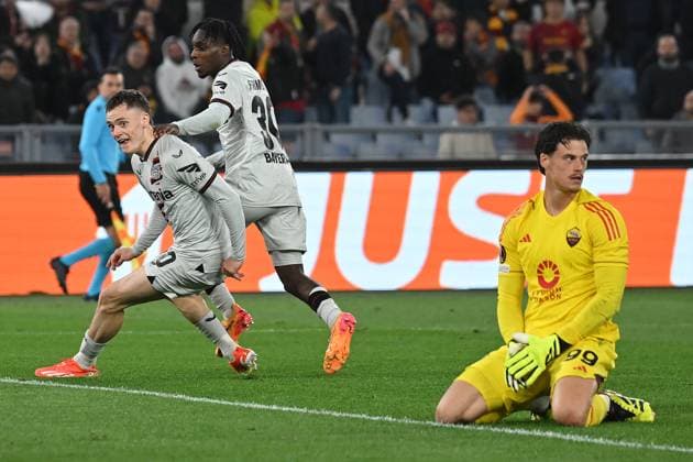Rom, Olimpico, 02.05.24, GER, Herren, UEFA Europa League, Saison 2023-2024, Halbfinale, AS Rom - Bayer 04 Leverkusen Bild: Florian WIRTZ (Leverkusen) jubelt nach seinem Tor zum 0:1 Only for editorial use! UEFA regulations prohibit any use of photographs as image sequences and or quasi-video. Italien