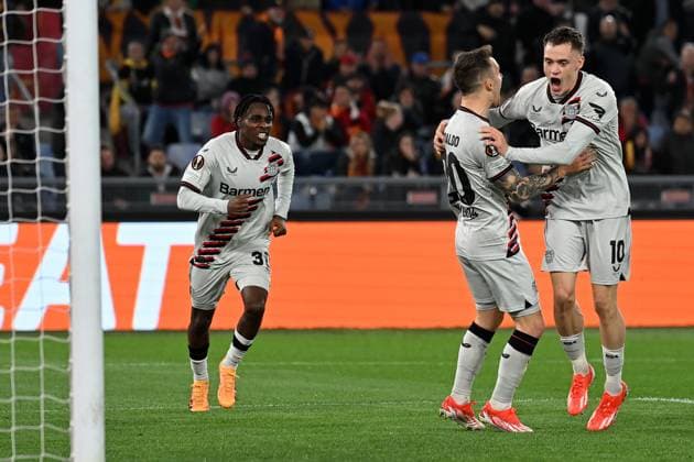 Rom, Olimpico, 02.05.24, GER, Herren, UEFA Europa League, Saison 2023-2024, Halbfinale, AS Rom - Bayer 04 Leverkusen Bild: Florian WIRTZ (Leverkusen) jubelt nach seinem Tor zum 0:1 Only for editorial use! UEFA regulations prohibit any use of photographs as image sequences and or quasi-video. Italien