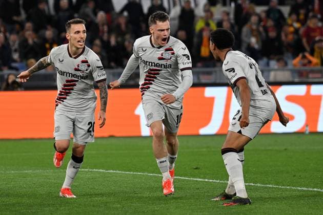 Rom, Olimpico, 02.05.24, GER, Herren, UEFA Europa League, Saison 2023-2024, Halbfinale, AS Rom - Bayer 04 Leverkusen Bild: Florian WIRTZ (Leverkusen) jubelt nach seinem Tor zum 0:1 Only for editorial use! UEFA regulations prohibit any use of photographs as image sequences and or quasi-video. Italien