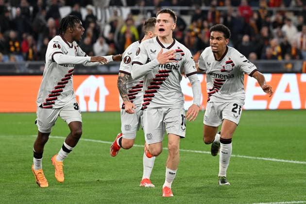 Rom, Olimpico, 02.05.24, GER, Herren, UEFA Europa League, Saison 2023-2024, Halbfinale, AS Rom - Bayer 04 Leverkusen Bild: Florian WIRTZ (Leverkusen) jubelt nach seinem Tor zum 0:1 Only for editorial use! UEFA regulations prohibit any use of photographs as image sequences and or quasi-video. Italien