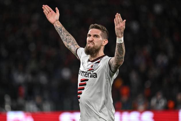 Sport Themen der Woche KW18 Sport Bilder des Tages Dc Roma 02 05 2024 - Europa League Roma-Bayer Leverkusen foto Domenico Cippitelli Image nella foto: esultanza gol Robert Andrich 