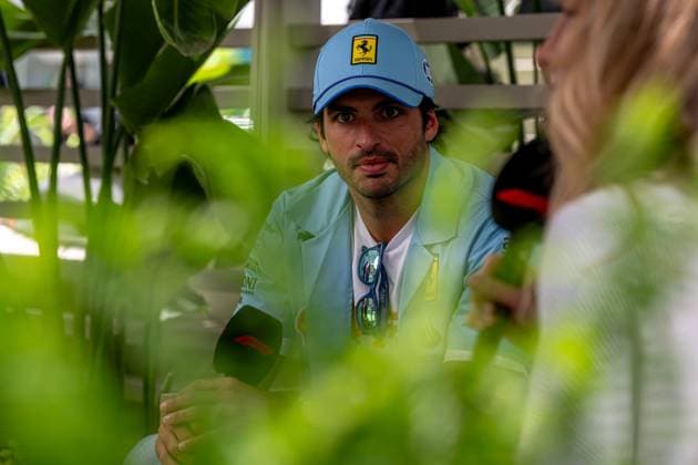 MIAMI, UNITED STATES: Carlos Sainz, racing for the Ferrari team during the 2024 Formula 1 Miami Grand Prix at the Miami International Autodrome in Miami, United States