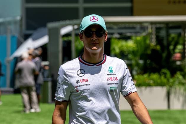 MIAMI, UNITED STATES: George Russell, racing for the Mercedes F1 team during the 2024 Formula 1 Miami Grand Prix at the Miami International Autodrome in Miami, United States