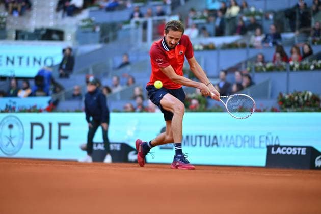 Mutua Madrid Open Daniil Medvedev (RUS) during his quarter final round match at the Mutua Madrid Open in Madrid , Spain, on May, 2, 2024. Photo by Corinne Dubreuil ABACAPRESS.COM Madrid Spain  Copyright: xDubreuilxCorinne ABACAx
