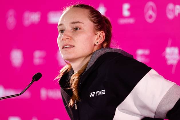 May 3, 2024, Madrid, Madrid, SPAIN: Elena Rybakina of Kazakhstan attends the media during her press conference, PK, Pressekonferenz during the Masters 1000 and WTA, Tennis Damen 1000, tournament celebrated at Caja Magica on May 02, 2024 in Madrid, Spain. Madrid SPAIN - ZUMAa181 20240503_zaa_a181_026 Copyright: xIrinaxR.xHipolitox