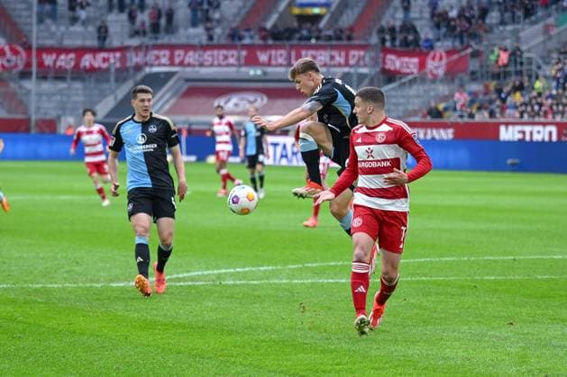 03.05.2024, Fussball, 2. Bundesliga, 32. Spieltag Saison 2023 2024, Fortuna Düsseldorf - 1. FC Nuernberg, Finn Jeltsch (1. FC Nürnberg), xRHR-FOTO TKx