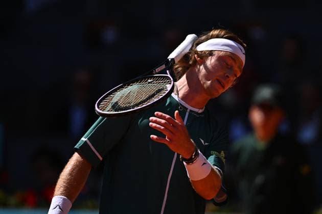 Mutua Madrid Open Andrey Rublev (RUS) during his semi final round match at the Mutua Madrid Open in Madrid , Spain, on May, 1, 2024. Photo by Corinne Dubreuil ABACAPRESS.COM Madrid Spain  Copyright: xDubreuilxCorinne ABACAx