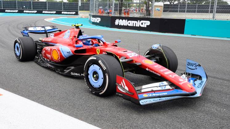 3rd May 2024; Miami International Autodrome, Miami, Florida, USA; Formula 1 Crypto.com Miami Grand Prix 2024; Free Practice Day; Carlos Sainz Jr. of Spain driving the number 55 Scuderia Ferrari on the track during first practice session.  ActionPlus12637485 DouglasxMurray