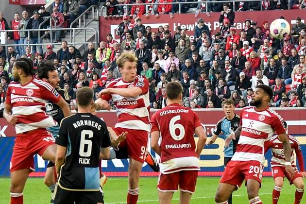 Iván Marquez ( 15, 1.FC Nuernberg) erzielt das Tor zum 2:1 03.05.2024 Fussball Fortuna Duesseldorf vs 1. FC Nuernberg , Merkur Spiel-Arena, Duesseldorf, DFB DFL REGULATIONS PROHIBIT ANY USE OF PHOTOGRAPHS AS IMAGE SEQUENCES AND OR QUASI-VIDEO NRW Germany