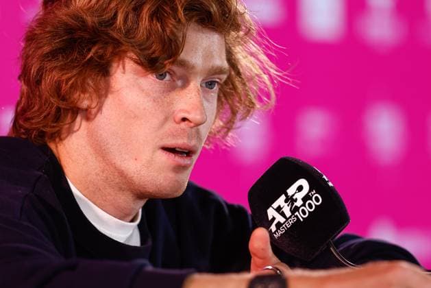 May 3, 2024, Madrid, Madrid, SPAIN: Andrey Rublev of Russia attends the media during his press conference, PK, Pressekonferenz during the Masters 1000 and WTA, Tennis Damen 1000, tournament celebrated at Caja Magica on May 03, 2024 in Madrid, Spain. Madrid SPAIN - ZUMAa181 20240503_zaa_a181_112 Copyright: xIrinaxR.xHipolitox