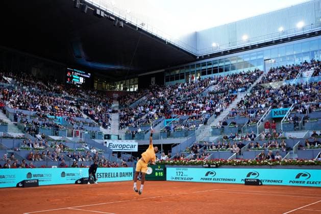 May 3, 2024, Madrid, Madrid, SPAIN: Flix Auger Aliassime of Canada in action against Jiri Lehecka of Czech Republic during the Mutua Madrid Open 2024, ATP, Tennis Herren Masters 1000 and WTA, Tennis Damen 1000, tournament celebrated at Caja Magica on Mayo 03, 2024 in Madrid, Spain. Madrid SPAIN - ZUMAa181 20240503_zaa_a181_142 Copyright: xOscarxJ.xBarrosox