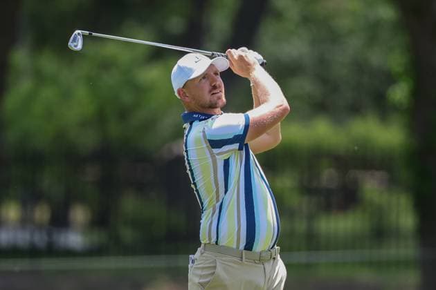 MCKINNEY, TX - MAY 03: Matthew Wallace (ENG) watches his ball as it sails towards the 11th green during the second round of the PGA, Golf Herren CJ CUP Byron Nelson on May 3, 2024, at TPC Craig Ranch in McKinney, TX. (Photo by David Buono Icon Sportswire) GOLF: MAY 03 PGA CJ CUP Byron Nelson EDITORIAL USE ONLY Icon240503130