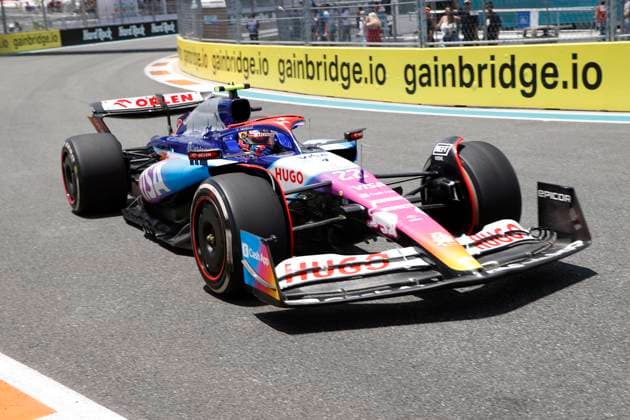 MIAMI GARDENS, FL - MAY 03: Visa Cash App RB F1 Team driver Yuki Tsonoda 22 of Japan races thru turn 12 during practice for the F1 Crypto.com Miami Grand Prix on May 3, 2024 at Miami International Autodrome in Miami Gardens, FL. (Photo by Jeff Robinson Icon Sportswire) AUTO: MAY 03 F1 Crypto.com Miami Grand Prix EDITORIAL USE ONLY Icon24050335131