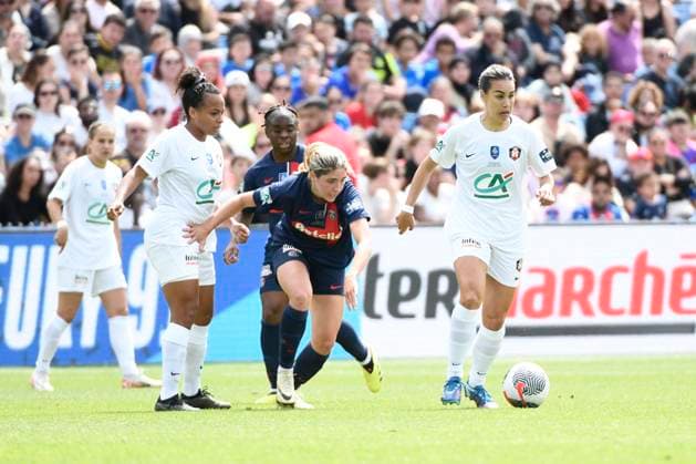 Korbin ALBERT (PSG) lors de la finale de la Coupe de France FÃ minine 2024 opposant le Paris Saint Germain au FC Fleury 91 au Stade de la Mosson, a Montpellier le 4 mai 2024. FOOTBALL : PSG vs. FC Fleury 91 - Finale Coupe de France Feminine - 04 05 2024 ValentinaClaret Panoramic 