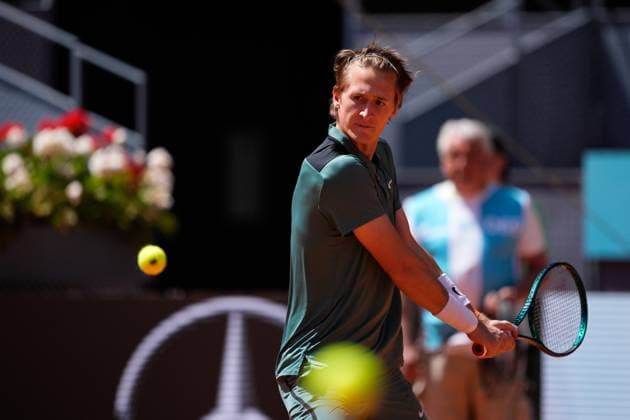 May 4, 2024, Madrid, Madrid, SPAIN: Ariel Behar of Uruguay and Adam Pavlasek of Czech Republic play doubles against Sebastian Korda of United States and Jordan Thompson of Australia during the Final of the Mutua Madrid Open 2024, ATP, Tennis Herren Masters 1000 and WTA, Tennis Damen 1000, tournament celebrated at Caja Magica on Mayo 04, 2024 in Madrid, Spain. Madrid SPAIN - ZUMAa181 20240504_zaa_a181_050 Copyright: xOscarxJ.xBarrosox