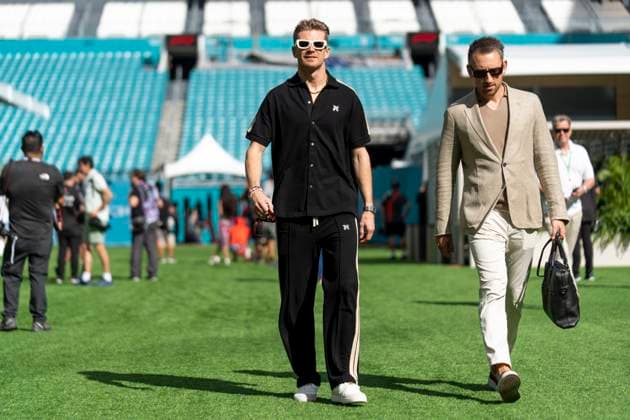 German Formula One driver Nico Hulkenberg of Haas F1 Team arrives to the paddock during the Formula One Miami Grand Prix at the Miami International Autodrome in Miami Gardens, Florida on Saturday, May 4, 2024  MIA20240504407 GREGxNASH