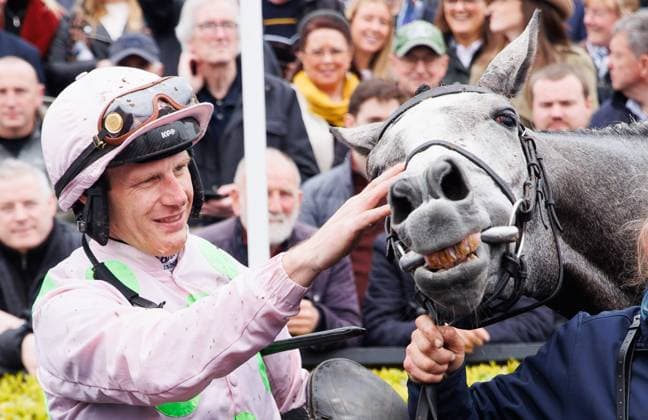 Sport Themen der Woche KW18 Sport Bilder des Tages 2024 Punchestown Racing Festival, Punchestown Racecourse, Kildare 4 5 2024 Coolmore N.H. Sires Bolshoi Ballet Irish EBF Mares Champion Hurdle Paul Townend celebrates winning with Lossiemouth Paul Townend celebrates winning with Lossiemouth 4 5 2024  Copyright: x INPHO TomxMaherx B48I1686