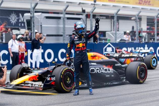 Dutch Formula One driver Max Verstappen of Red Bull Racing waves to fans after winning the sprint race during the Formula One Miami Grand Prix at the Miami International Autodrome in Miami Gardens, Florida on Saturday, May 4, 2024  MIA20240504436 GREGxNASH