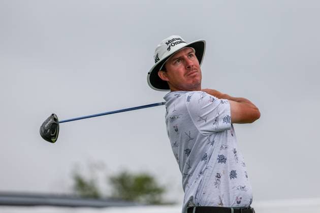 MCKINNEY, TX - MAY 04: Joel Dahmen (USA) tees off on the 10th hole during the third round of the PGA, Golf Herren CJ CUP Byron Nelson on May 4, 2024, at TPC Craig Ranch in McKinney, TX. (Photo by David Buono Icon Sportswire) GOLF: MAY 04 PGA CJ CUP Byron Nelson EDITORIAL USE ONLY Icon240504053
