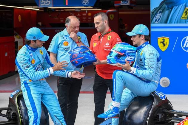 Formel 1 GP Miami USA. 04.05.2024 Charles Leclerc 16, Scuderia Ferrari, Carlos Sainz 55, Scuderia Ferrari, Frederic Vasseur, Scuderia Ferrari; Formel 1 GP Miami USA. 04.05.2024 Copyright: xBEAUTIFULxSPORTS Erlhofx