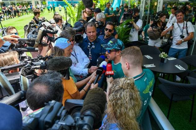 Formel 1 GP Miami USA. 04.05.2024 Fernando Alonso 14, Aston Martin Aramco F1 Team im Interview; Formel 1 GP Miami USA. 04.05.2024 Copyright: xBEAUTIFULxSPORTS Erlhofx