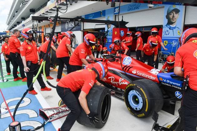 Formel 1 GP Miami USA. 04.05.2024 Pitstop Charles Leclerc 16, Scuderia Ferrari; Formel 1 GP Miami USA. 04.05.2024 Copyright: xBEAUTIFULxSPORTS Erlhofx