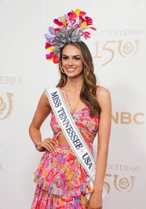 LOUISVILLE, KY - MAY 04: Miss Tennessee USA Christell Foote walks the red carpet before the 150th running of the Kentucky Derby on May 4, 2024, at Churchill Downs in Louisville, Ky. (Photo by Jeff Moreland Icon Sportswire) HORSE RACING: MAY 04 Kentucky Derby EDITORIAL USE ONLY Icon168240504008