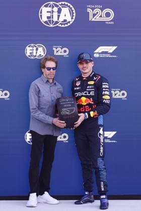 F1 Miami Grand Prix 2024 Qualifying Jerry Bruckheimer and Max Verstappen of Red Bull Racing after qualifying ahead of the Formula 1 Miami Grand Prix at Miami International Autodrome in Miami, United States on May 4, 2024. Miami United States  Copyright: xJakubxPorzyckix originalFilename:porzycki-f1miamig240504_np3NP.jpg