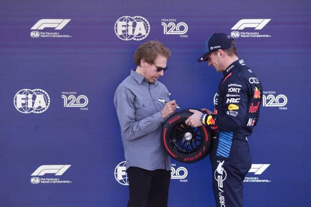 F1 Miami Grand Prix 2024 Qualifying Jerry Bruckheimer and Max Verstappen of Red Bull Racing after qualifying ahead of the Formula 1 Miami Grand Prix at Miami International Autodrome in Miami, United States on May 4, 2024. Miami United States  Copyright: xJakubxPorzyckix originalFilename:porzycki-f1miamig240504_npNJA.jpg
