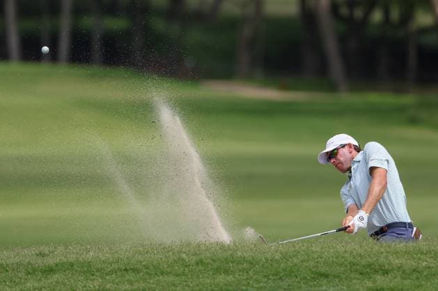 MCKINNEY, TX - MAY 04: Ben Kohles (USA) plays out of a greenside bunker on the 11th hole during the third round of the PGA, Golf Herren CJ CUP Byron Nelson on May 4, 2024, at TPC Craig Ranch in McKinney, TX. (Photo by David Buono Icon Sportswire) GOLF: MAY 04 PGA CJ CUP Byron Nelson EDITORIAL USE ONLY Icon240504133