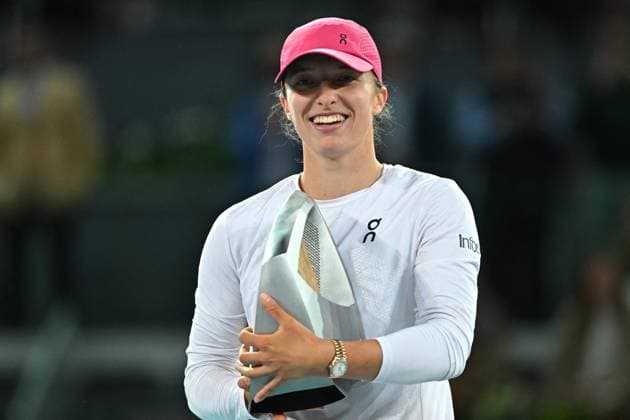 Iga Swiatek Wins Mutua Open Final - Madrid Iga Swiatek (POL) during thewomen final match at the Mutua Madrid Open in Madrid , Spain, on May, 4, 2024. Photo by Corinne Dubreuil ABACAPRESS.COM Madrid Spain  Copyright: xDubreuilxCorinne ABACAx