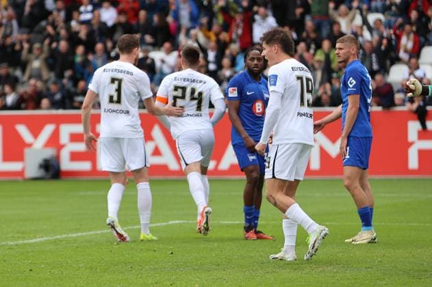 05.05.2024, Fussball, Herren, 2. Bundesliga, Saison 2023 2024, SV 07 Elversberg - Hertha BSC Berlin, Torjubel zum 1:0, Torschütze: Luca Schnellbacher (SV 07 Elversberg) Elversberg Ursapharm-Arena an der Kaiserlinde Saarland Deutschland (DE)
