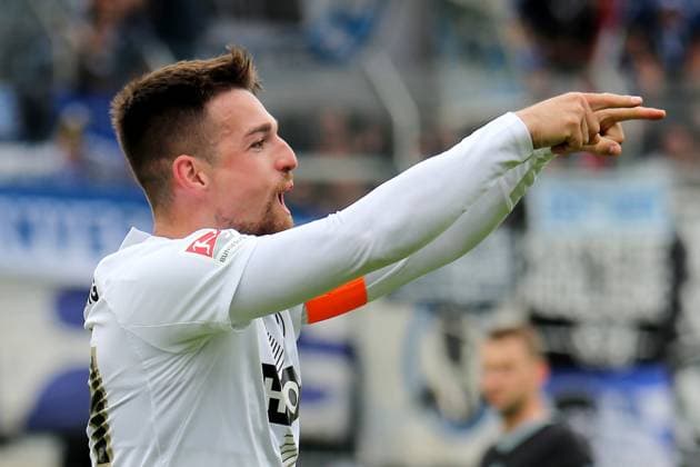 05.05.2024, xmohx, Fussball 2.Bundesliga, SV Elversberg - Hertha BSC Berlin emspor, v.l. Torjubel nach dem Tor zum celebrating the goal celebrate 1:0 durch Luca Schnellbacher (SV Elversberg) (DFL DFB REGULATIONS PROHIBIT ANY USE OF PHOTOGRAPHS as IMAGE SEQUENCES and or QUASI-VIDEO) Elversberg