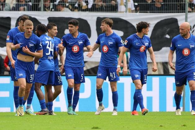 05.05.2024, Fussball, Herren, 2. Bundesliga, Saison 2023 2024, SV 07 Elversberg - Hertha BSC Berlin, Torjubel zum 1:1, Tor durch ein Eigentor von: Florian Le Joncour (SV 07 Elversberg) Elversberg Ursapharm-Arena an der Kaiserlinde Saarland Deutschland (DE)
