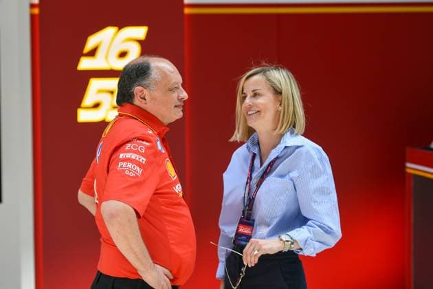 Formel 1 GP Miami USA. 05.05.2024 Frederic Vasseur, Teamchef Scuderia Ferrari und Susi Wolff ; Formel 1 GP Miami USA. 05.05.2024 Copyright: xBEAUTIFULxSPORTS Erlhofx