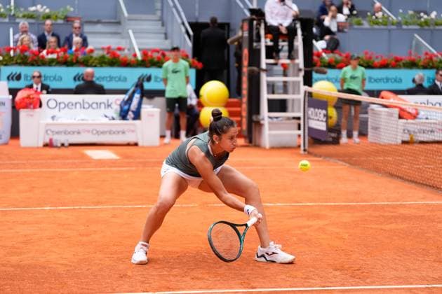 May 5, 2024, Madrid, Madrid, SPAIN: Sara Sorribes of Spain plays doubles with Cristina Bucsa of Spain against Laura Siegemund of Germany and Barbora Krejcikova of Czech Republic during the WTA, Tennis Damen Doubles Final of the Mutua Madrid Open 2024, ATP, Tennis Herren Masters 1000 and WTA 1000, tournament celebrated at Caja Magica on May 05, 2024 in Madrid, Spain. Madrid SPAIN - ZUMAa181 20240505_zaa_a181_051 Copyright: xOscarxJ.xBarrosox