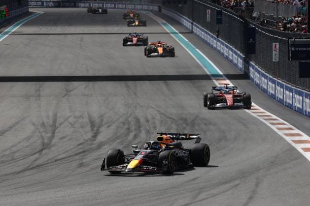 F1 Miami Grand Prix 2024 Max Verstappen of Red Bull Racing and Charles Leclerc of Ferrari during the Formula 1 Miami Grand Prix at Miami International Autodrome in Miami, United States on May 5, 2024. Miami United States  Copyright: xJakubxPorzyckix originalFilename:porzycki-f1miamig240505_np5eI.jpg