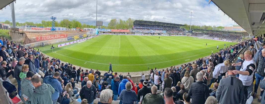 05.05.2024, xmohx, Fussball 2.Bundesliga, SV Elversberg - Hertha BSC Berlin emspor, v.l. Blick in die Ursapharm-Arena in Elversberg, Stadion SV 07 Elversberg (DFL DFB REGULATIONS PROHIBIT ANY USE OF PHOTOGRAPHS as IMAGE SEQUENCES and or QUASI-VIDEO) Elversberg