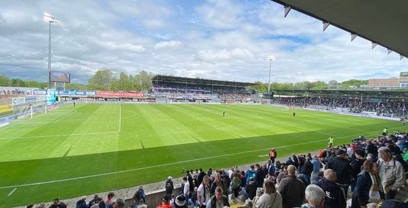05.05.2024, xmohx, Fussball 2.Bundesliga, SV Elversberg - Hertha BSC Berlin emspor, v.l. Blick in die Ursapharm-Arena in Elversberg, Stadion SV 07 Elversberg (DFL DFB REGULATIONS PROHIBIT ANY USE OF PHOTOGRAPHS as IMAGE SEQUENCES and or QUASI-VIDEO) Elversberg