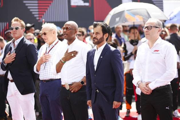 BEN SULAYEM Mohammed (uae), President of the FIA, portrait and DOMENICALI Stefano (ita), Chairman and CEO Formula One Group FOG, portrait during the Formula 1 Crypto.com Miami Grand Prix 2024, 6th round of the 2024 Formula One World Championship, WM, Weltmeisterschaft from May 3 to 5, 2024 on the Miami International Autodrome, in Miami, United States of America - F1 - MIAMI GRAND PRIX 2024 DPPI Panoramic 240505_R06_MIAMI_DP_EA010338