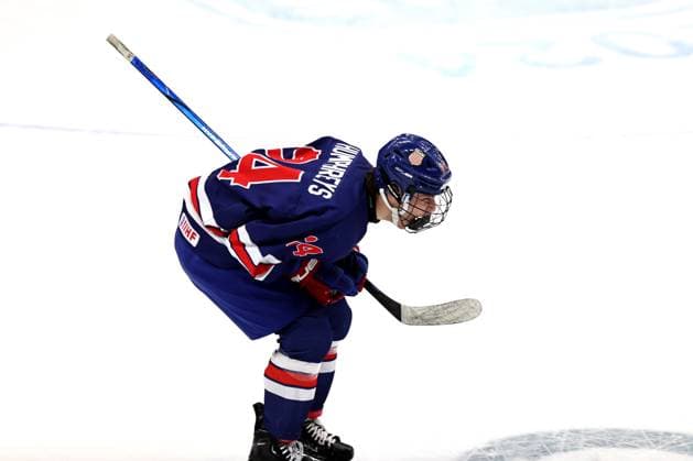 xxkeikkaxx 20240505 Espoo Jääkiekon U18 MM-kisat USA - Kanada. Kuvassa Christian Humphreys juhlii avausmaalia Tomi Natri All Over Press