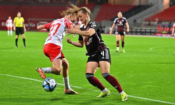 06.05.2024 - Fussball - Saison 2023 2024 - 1. Frauen - Fussball - Bundesliga - 20. Spieltag: 1. FC Nürnberg FCN ( Club ) - RB Leipzig - Sportfoto Zink - xwoxzix - Marlene Müller (27, RB Leipzig ) Luisa Guttenberger (4, 1. FC Nürnberg FCN )