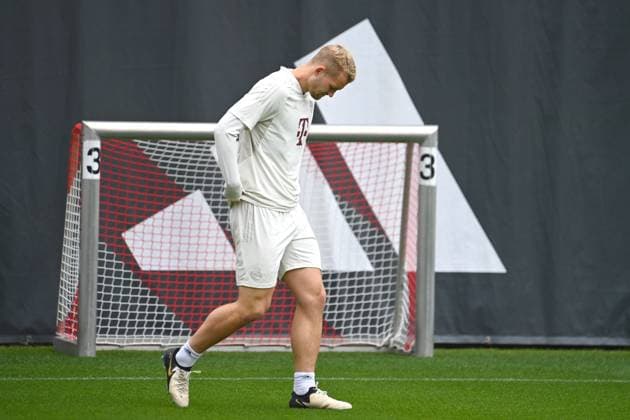 Matthijs DE LIGT (Bayern Muenchen), Aktion,Einzelaktion,Einzelbild, Freisteller,Ganzkoerperaufnahme,ganze Figur. Abschlusstraining am 07.05.2024 vor dem Fussball Champions League Halbfinale Real Madrid - FC Bayern Muenchen am 08.05.2024.
